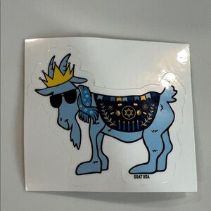 Hannukah  Goat UsA Sticker with Crown